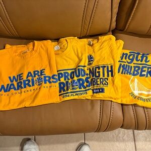 Set of 4 Vintage Yellow Golden State Warrior Playoff Short Sleeve Tees
